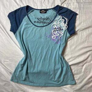 Harley Davidson Rhinestone Raglan Tee